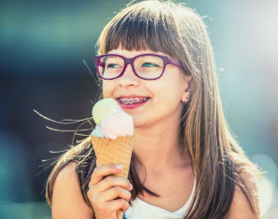 A girl eating ice cream